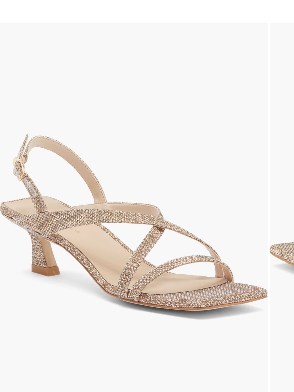 Stuart Weitzman Oasis 50 Slingback Sandal Kitten Heel Gold